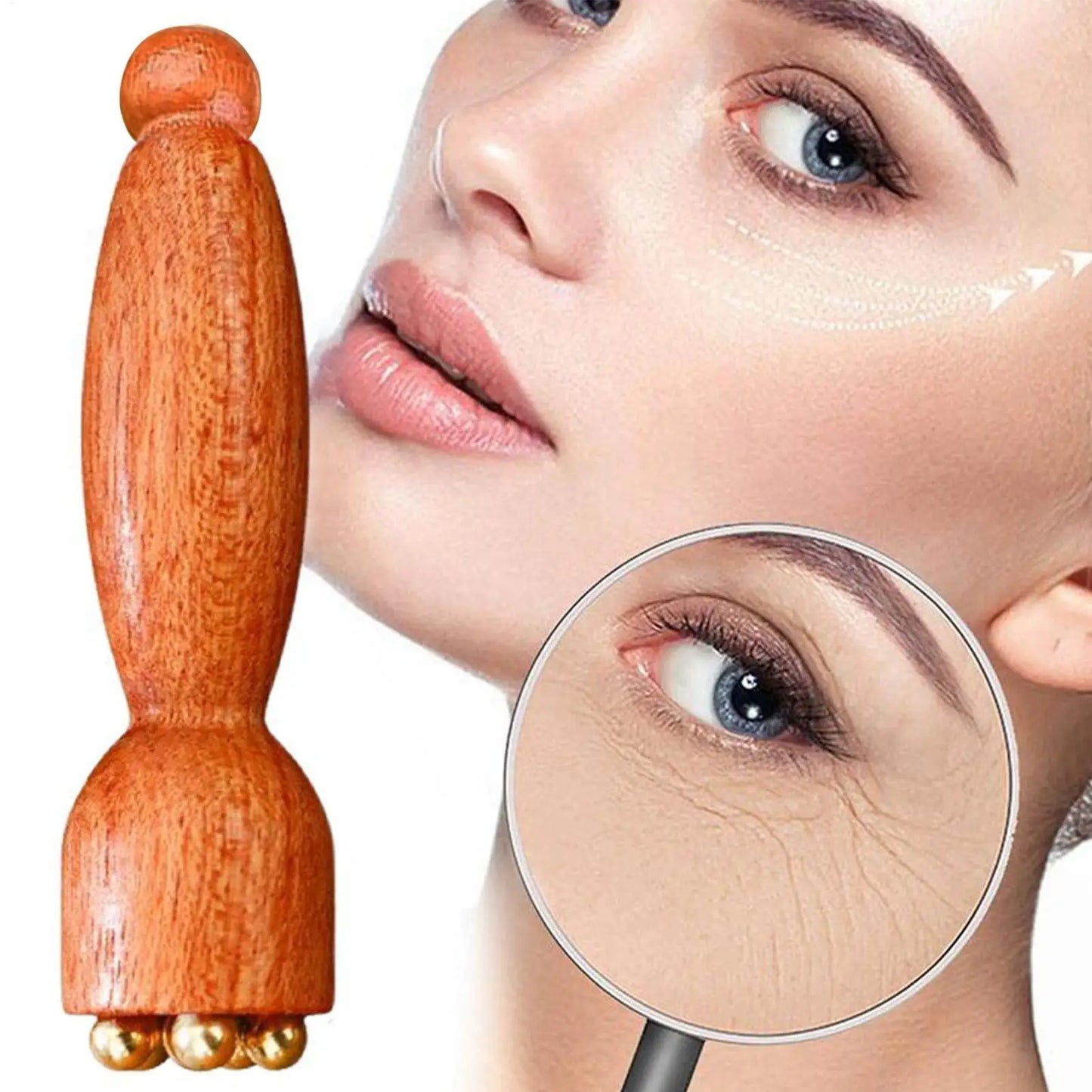 Facial Massager Lotus Seedpod Beauty Brass Bead  Rosewood Facial Gua Sha Tool Eye Relaxation Meridians Point Acupoint Massage