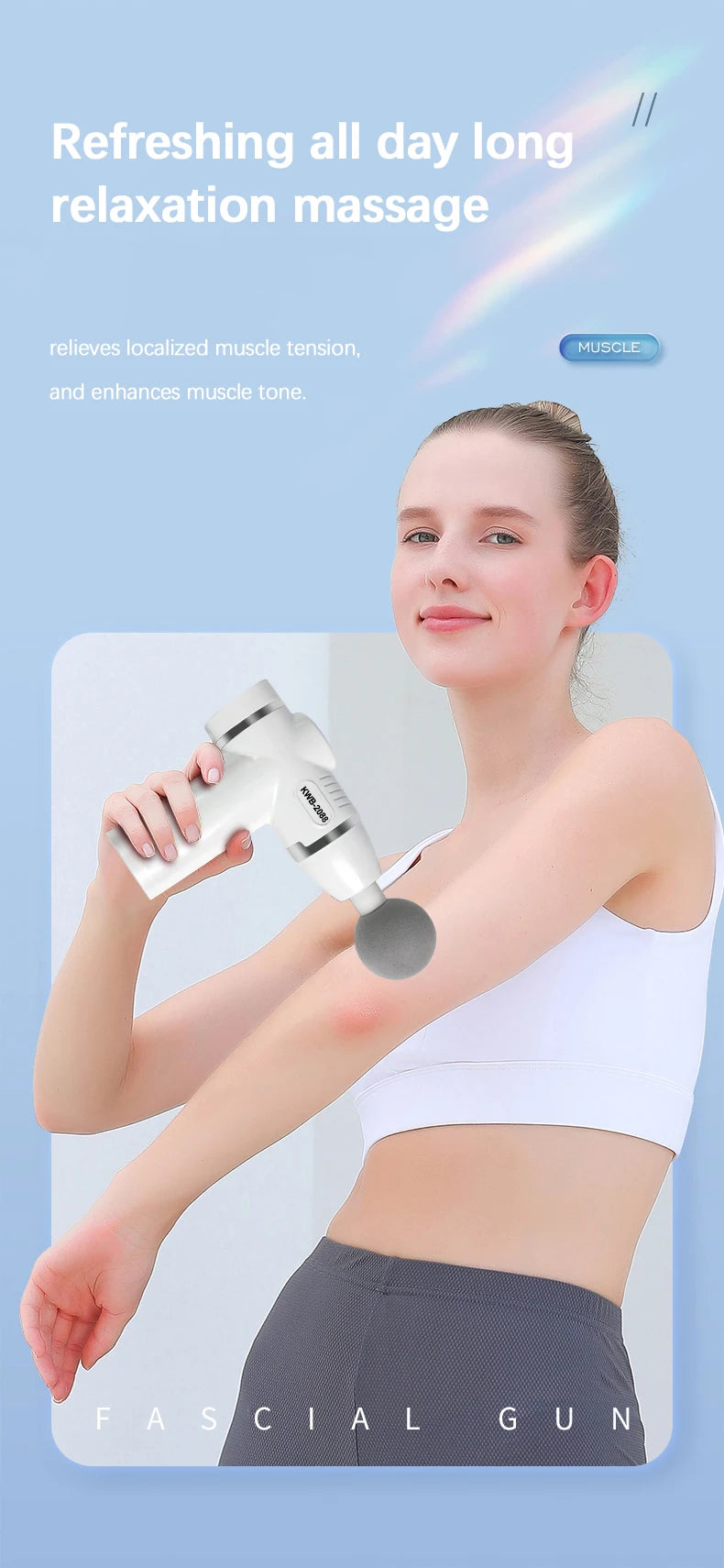 Fascia gun with 12 massage heads, muscle massage gun, new mini massager for relaxing and tapping muscles