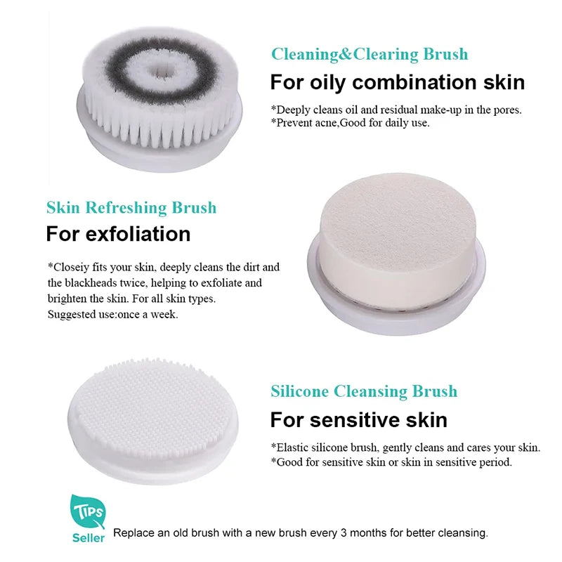 4 IN 1 Face Cleansing Brush Electric Facial Cleaner Wash Machine Spa Skin Care Massager Blackhead Cleaning Facial Cleanser Tools