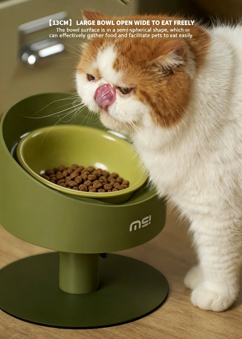 Ceramic Cat Food Water Bowl Flower Shaped Adjustable Anti-Vomiting Cat Bowl Non-Slip Neck Protection Pet Feeding Supplies