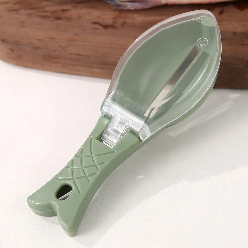 Kitchen Tools Fish Scales Graters Scraper Fish Cleaning Tool Scraping Scales Device with Cover Home Kitchen Cooking Fish Tool