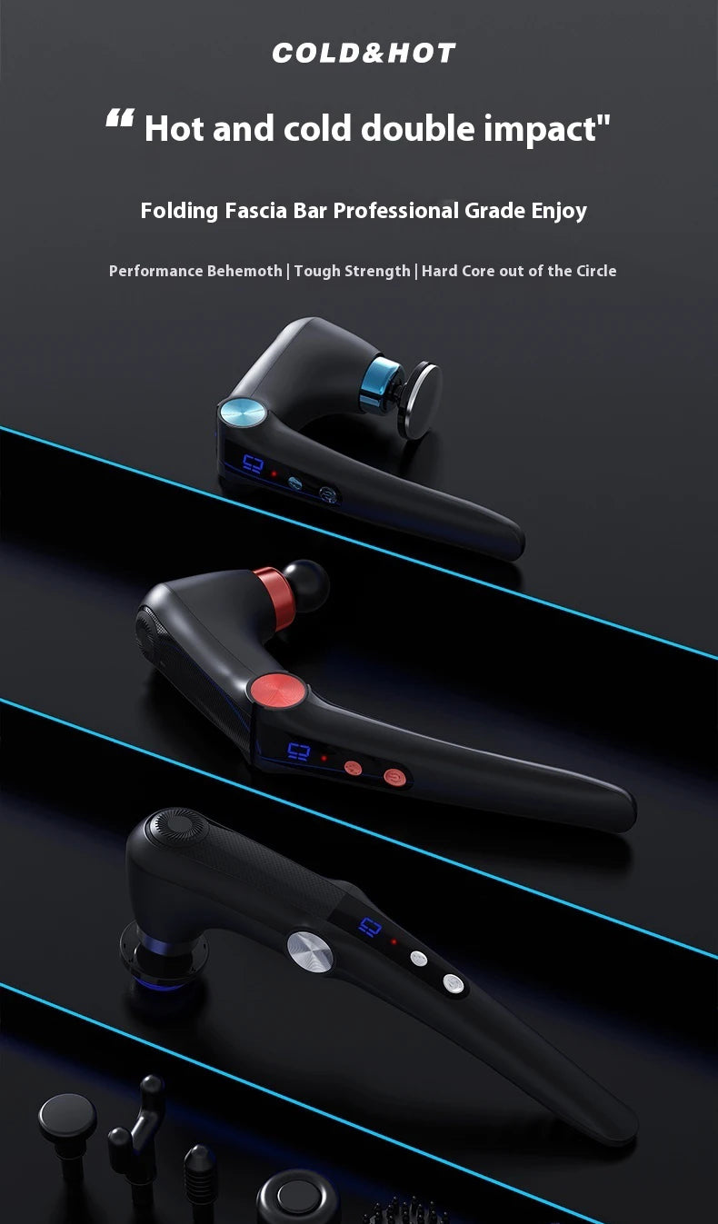 Fascia Gun Massage with Hot and Cold Heads Adjustable Angles Portable Percussion Back Massager for Muscle Neck Body Fitness