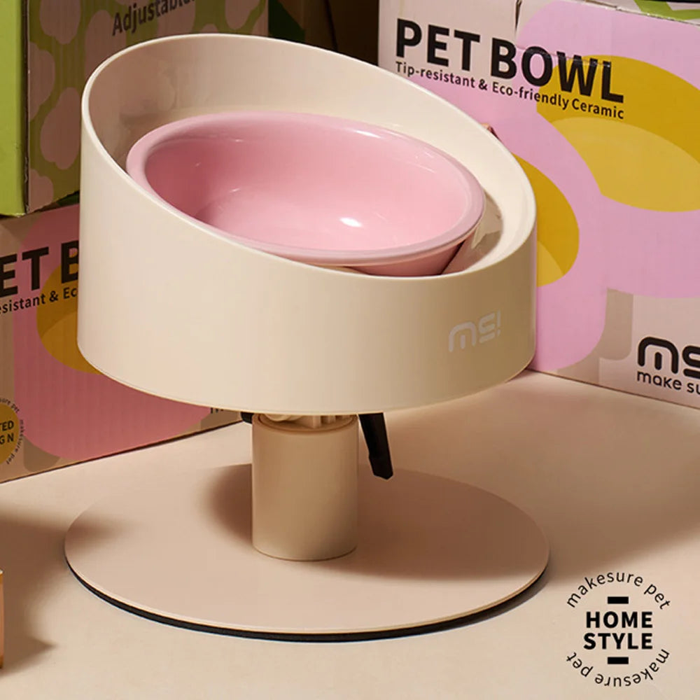 Ceramic Cat Food Water Bowl Flower Shaped Adjustable Anti-Vomiting Cat Bowl Non-Slip Neck Protection Pet Feeding Supplies