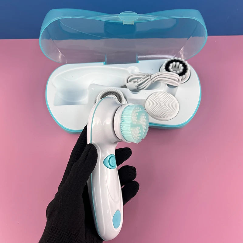 4 IN 1 Face Cleansing Brush Electric Facial Cleaner Wash Machine Spa Skin Care Massager Blackhead Cleaning Facial Cleanser Tools
