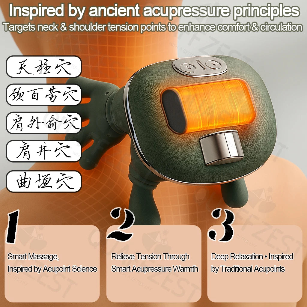 Bionic Finger Pressure Neck Massager Back and Shoulder Massager Electric Kneading Neck Deep Massage Muscle Relax