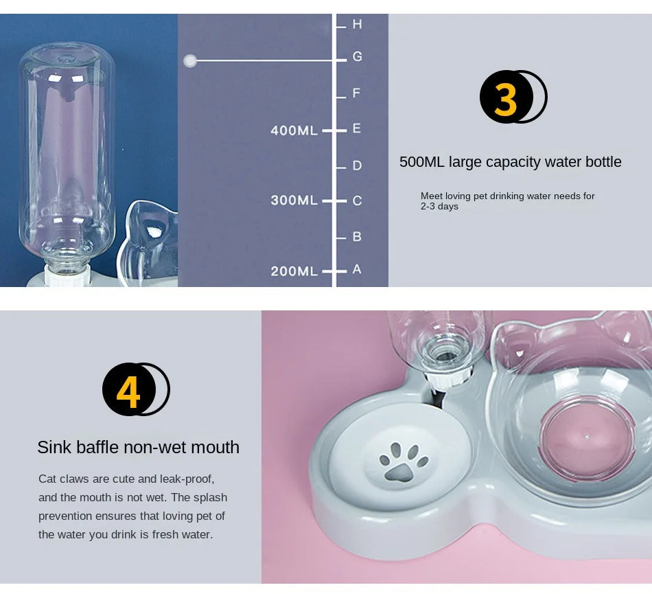 5K Pet SuppliesElevated Bowls For Cats And DogsDurable Double Cat And Dog Bowl FeedersElevated Cat Feeding And Drinking Supplies