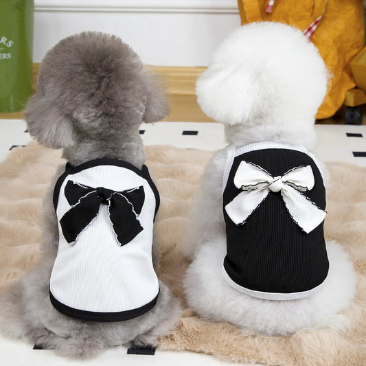 Pet Bow Vest Cat Clothes Thin Spring/summer Princess Camisole Vest Teddy Summer Simple Sun Protection Short Sleeved Shirt