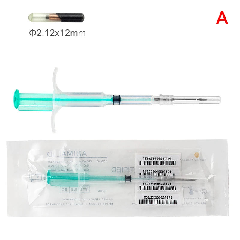 1.25*7Mm/1.4*8Mm/2.12*12Mm Pet Animal Microchip Syringe Horse Dog Microchip Pet Chip Animal Chip Syringe for Dogs Cats Fish